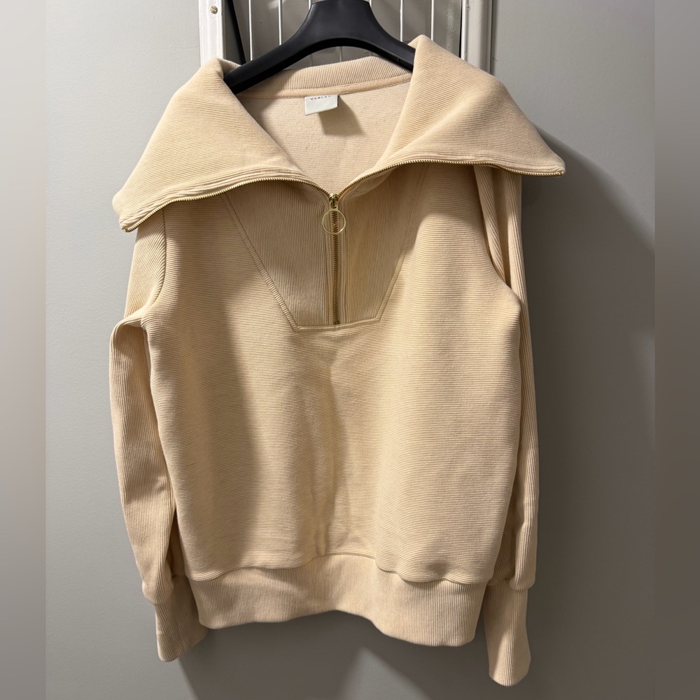 Varley Cream Shawl Collar Quarter Zip, Sz M